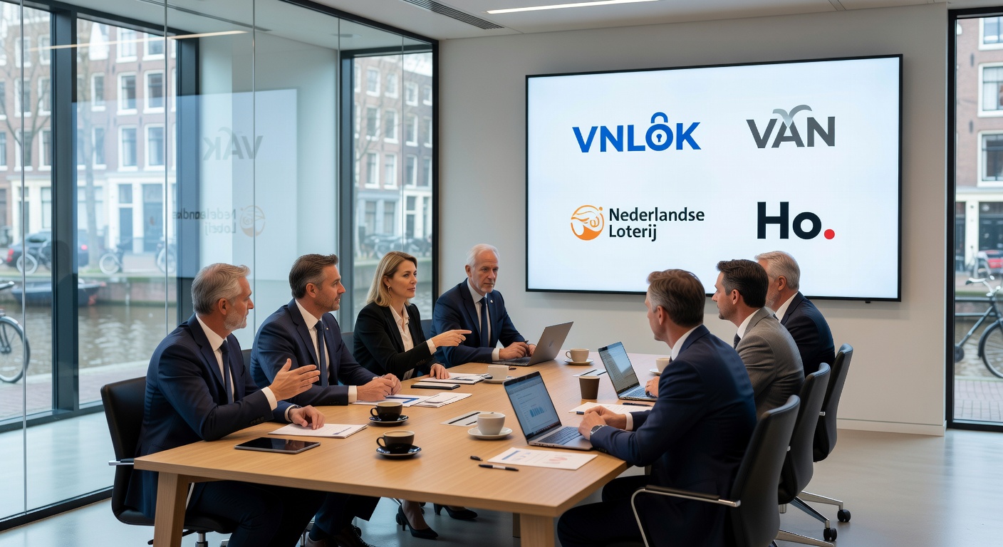 Afbeelding van een gesloten casino in Nederland met waarschuwingsborden over illegaliteit in gokken