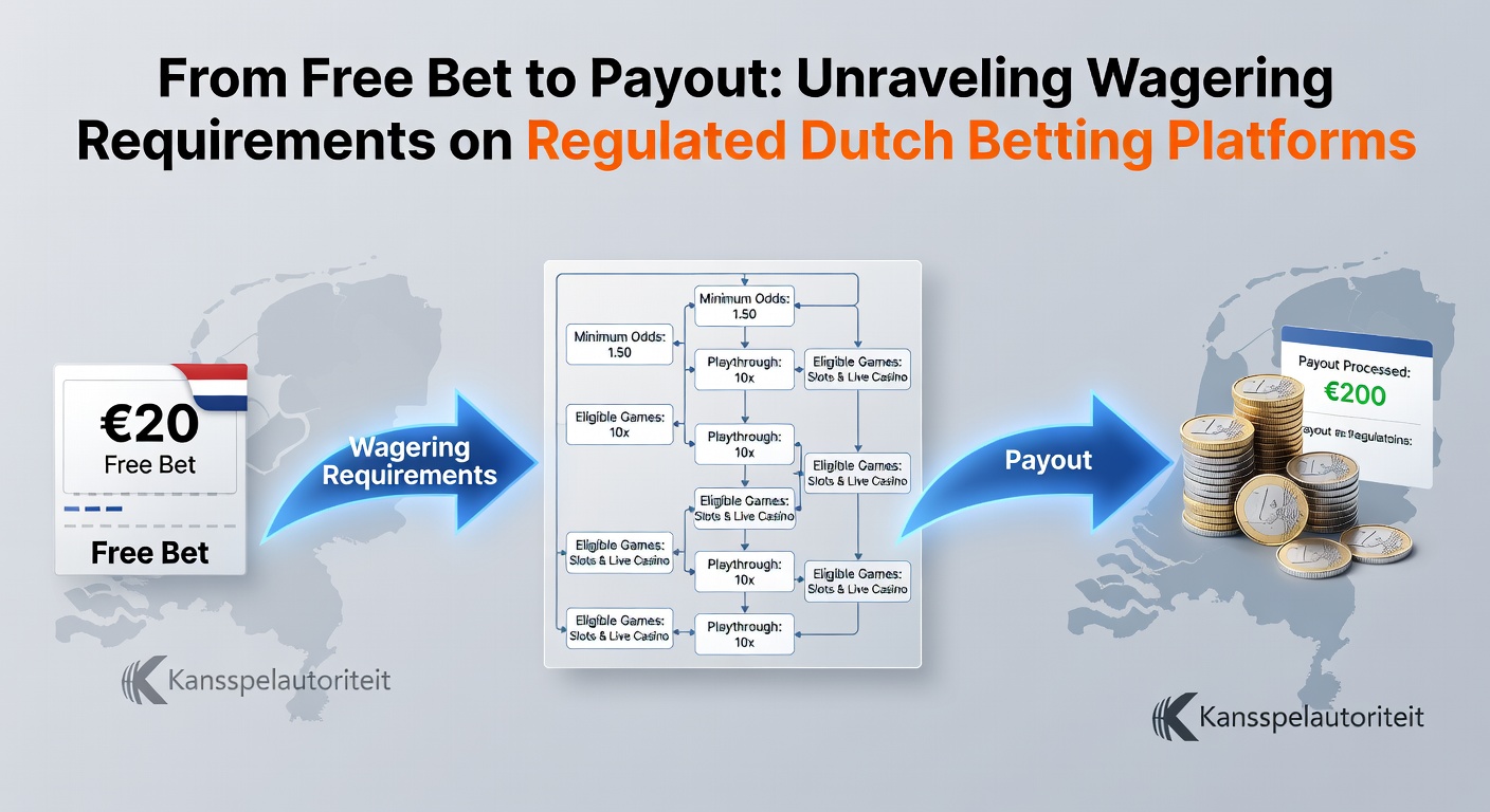 Grafiek met wagering requirements en uitbetalingsproces op een Nederlands betting platform, inclusief free bets en turnover trackers