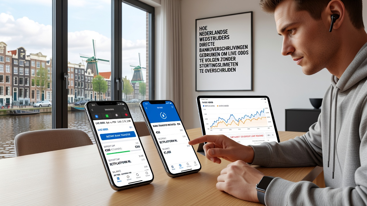 Mobiele app interface met live odds en iDEAL transactie overzicht